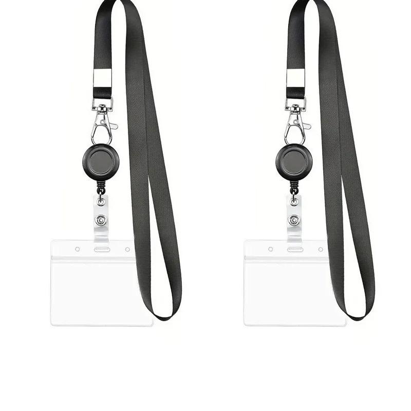 1/2 Pcs Card Holder With Hanging Rope Waterproof PVC Scalable Chest Buckle For Work ID And Name Tags Card Storage Supplies