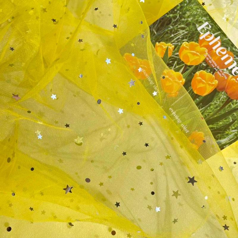 Glitter Tulle Mesh Fabric Gold Sequins Sheer Star Gauze Party Dress Material Nail Pography Background Bridal Wedding Shoulder
