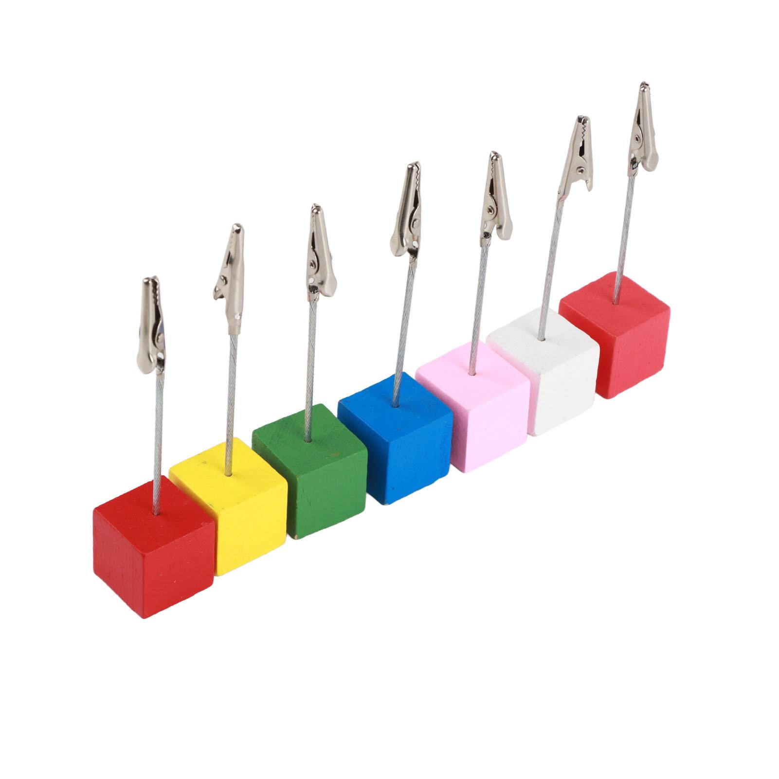 

7 шт. Підставки для карток Прості Портативні Тримачі номерів столів з Кольоровою Дерев яною Основою для Фотографій Карток Нотаток Декорування