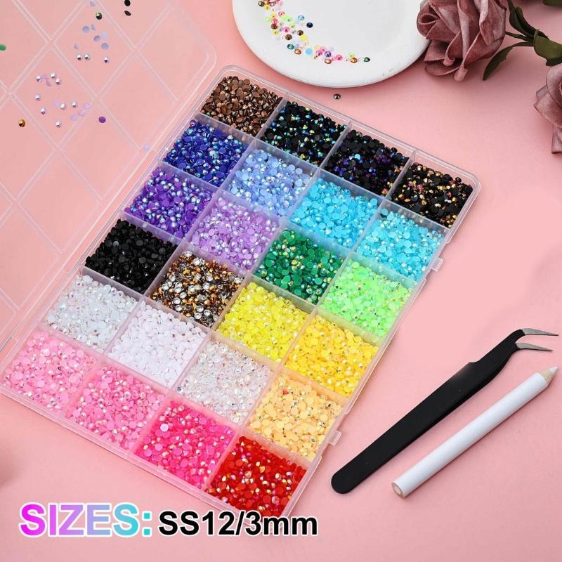Resin AB Glittering Flat Back Rhinestones For Nail Art In 3mm 4mm 5mm 6mm Sizes With Jelly Color Option 10000pills/Box