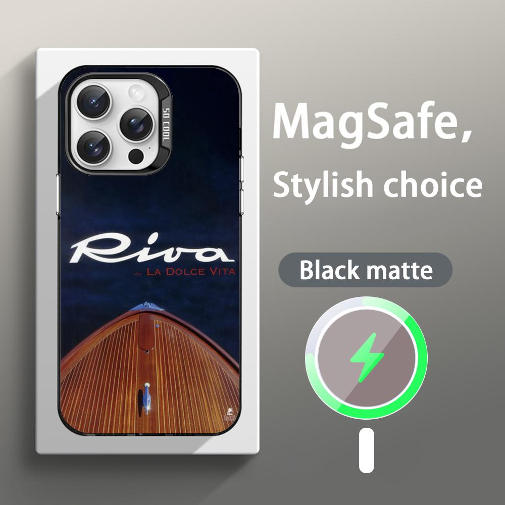 

Fashion riva yacht pattern design ins Phone Case Magnetic IMD Colorful Silver case for iPhone 17 16 15 14 13 12 Pro Max iPhone 16e