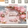 D Pink Floral Rose Gold Birthday Backdrop Glitter Balloon Themed Party Photography Background