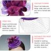 LIOOBO Wedding Bride Fascinator Headband with Purple Floral Mesh Small Hat, Vintage Women’s Headdress for Tea Party and Special Occasion