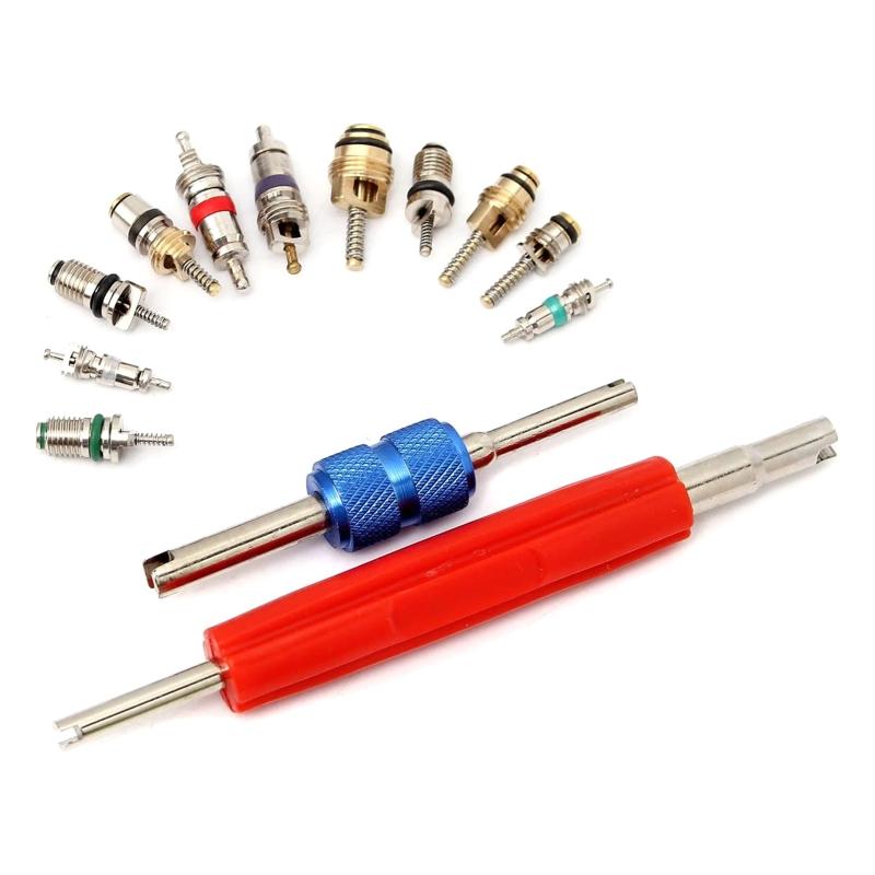 102x R134A Car A/C Core Valves Portable Automotive Air Conditioning Assortment Kit for Valve Cores Remover Tool for Most