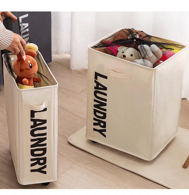 Rolling Oxford Cloth Laundry Basket - Japanese Style, Storage for Clothes, Dirty Laundry & Yoga Mats