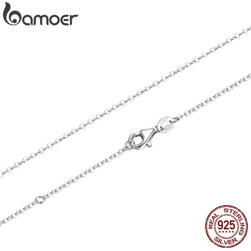 Bamoer 45 cm lange Halskette aus 925er-Sterlingsilber mit Karabinerverschluss, verstellbare Kette, modische Halskette