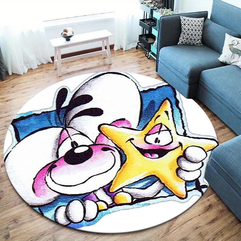 Diddl Round Area Rug,Carpet Rug for Living Room Bedroom Sofa Playroom Decor,Non-slip Floor Mat