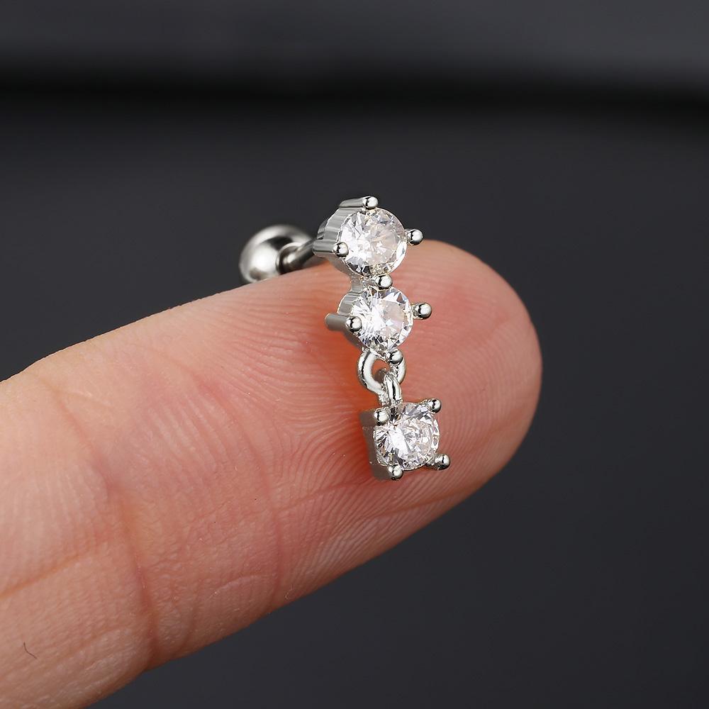 1pc Simple Gold Color Elegant Screw Stud Earring For Women Cute Ear Piercing Lobe Cartilage Accessory Mini Zircon Ear Jewelry