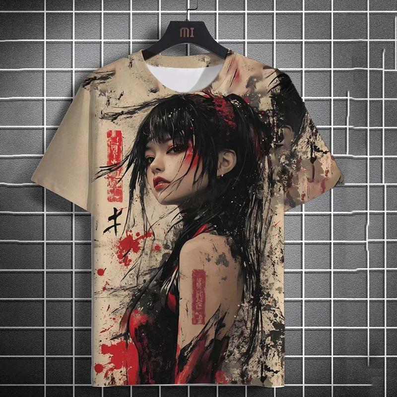 2026 Men's T-shirt Cartoon Sexy samurai tattooWomen graphic T shirts Summer Casual