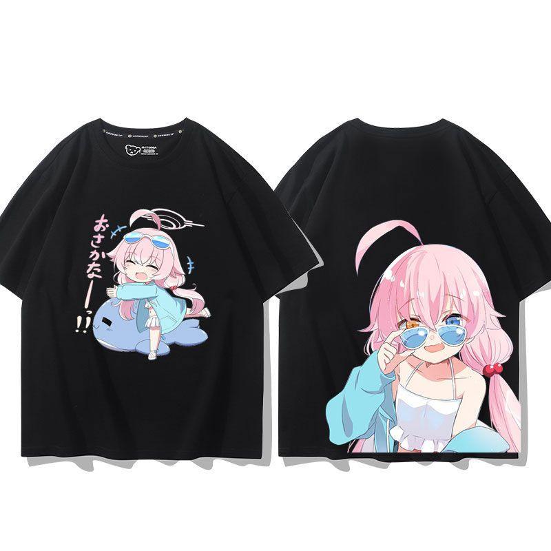Anime Cosplay Blue Archive Azusa Fashion T-shirt Summer Shirt Fans Short Sleeves Man Girl Clothes Tees Gift Pure Cotton Tops