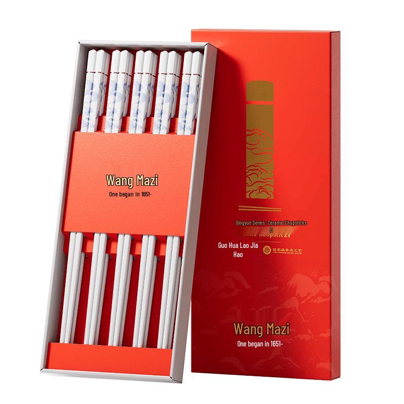 Wang Mazi Premium Ceramic Chopsticks - 10 Pairs Gift Set