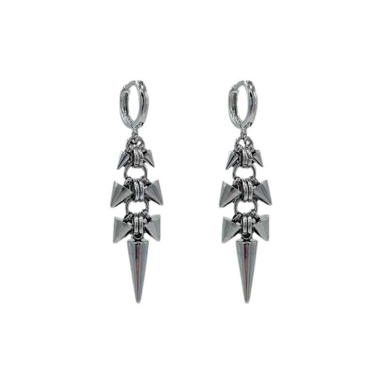 Stainless Steel Rivet Cone Drop Earrings, Creative Punk Bullet Jewelry