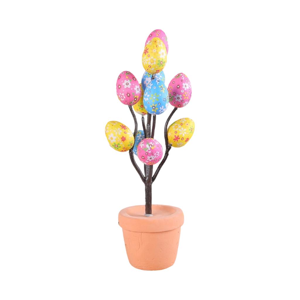 Easter Artificial Egg Planter With Cartoon Easter Egg Prints – Easter Table Decoration