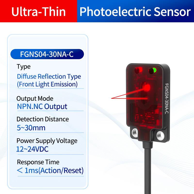 Ultra-Thin FGNS04-30PA-C Photoelectric Light Sensor Front Facing Outgoing Light Accurate Detection Electronic Component