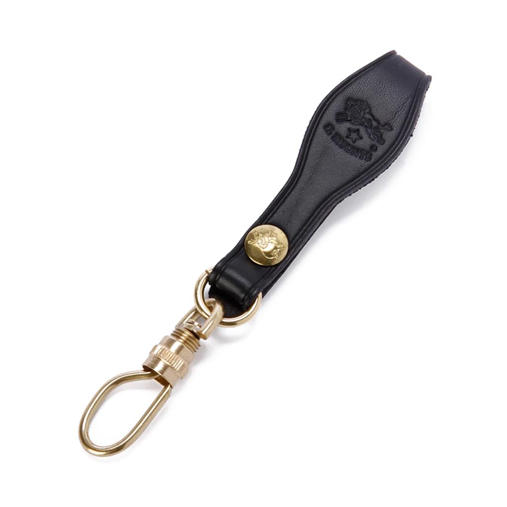 IL BISONTE Genuine Leather Keychain, Key Ring, Unisex, Black