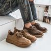 Casual Leather Shoes 2025 Winter New Low Cut Frosted Leather Oversized Shoes Size 46 Soft Leather Men's Shoes