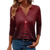Women's Casual Fashionable Sexy Comfortable V-Neck Christmas Three-Quarter Sleeve Top