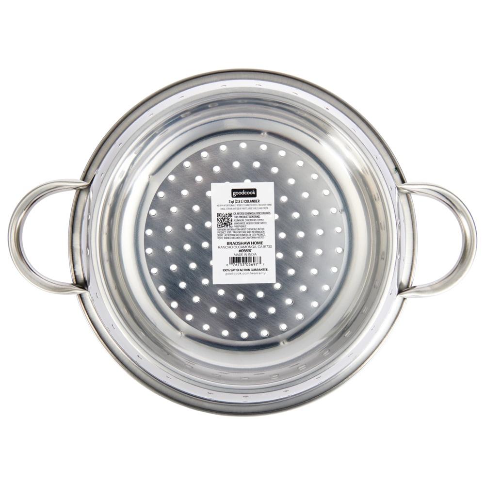 

Профессиональный дуршлаг из нержавеющей стали 3 кварт Дуршлаг для пасты Фрукты Овощи Бобы Кухонный инструмент Приподнятое основание Прочные ручки Долговечный United States