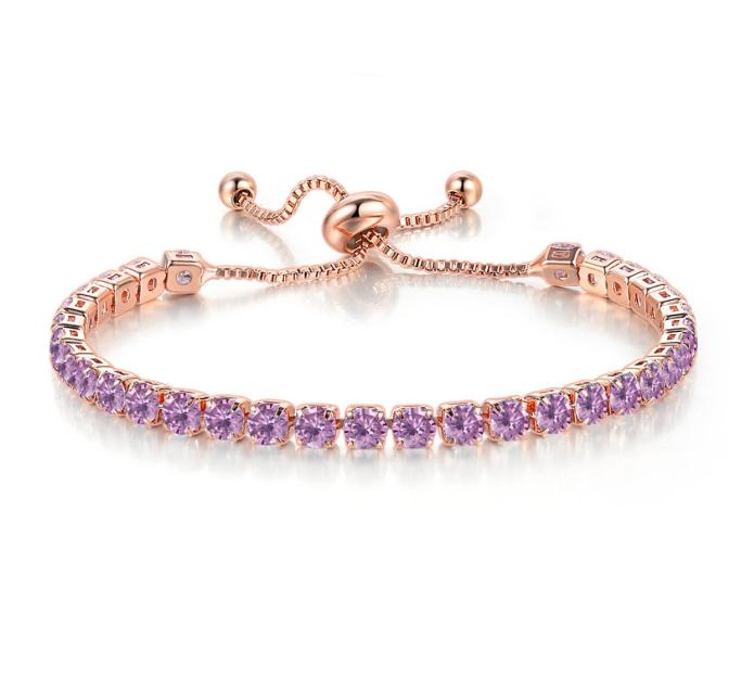Adjustable Colorful Birthstone Tennis Bracelet for Women Multicolor CZ Crystal Wedding Birthday Gift Hand Jewelry