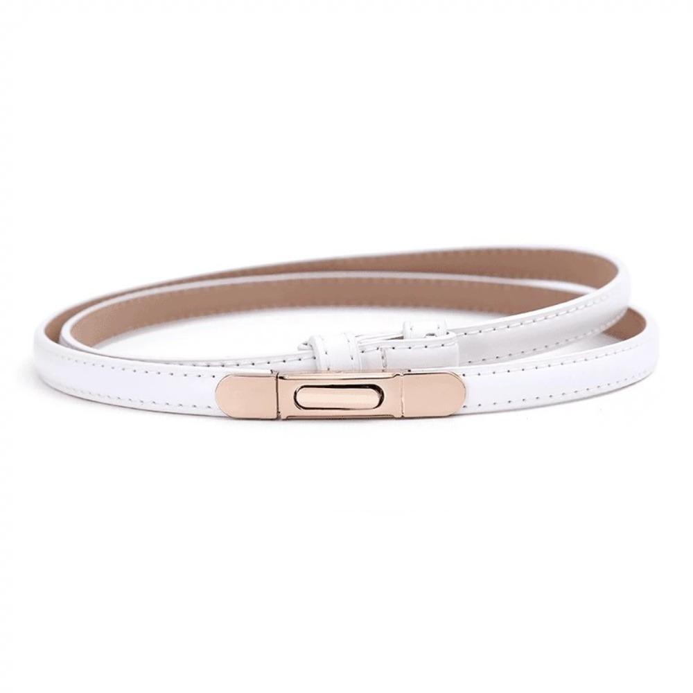 

Luxury Ladies Slim Waist Belt Spring Buckle Design Retro Leather Belt Adjustable Length Dress Belt белый