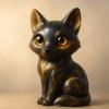 Big-Eyed Fox Figurine Hand-Carved Healing Fox Statue Lucky Animal Sculpture Home Office Desktop Decoration Ornament