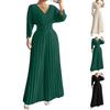 Damen Jumpsuit mit langen Ärmeln, Falten und weitem Bein, V-Ausschnitt und hoher Taille für elegante Alltagsmode