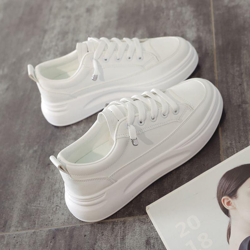 2025 Spring Women's White Korean Style Platform Sneakers – Versatile Height-Increasing Casual Shoes