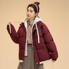 Drawstring Fake Two-piece Women's Autumn and Winter Jacket Short Hooded Jacket Loose Casual Student Warm Jacket 6 Colors