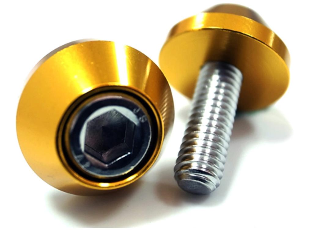 COTRAX License Plate Bolts, Lightweight, Aluminum, License Plate Bolts, Washers + Stainless Steel M6