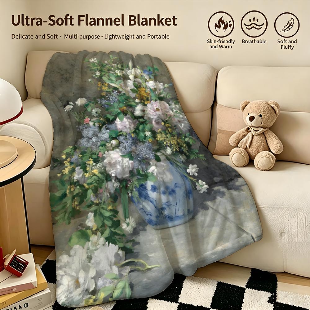 artist PPierre Auguste Renoirr Throw Warm Soft Flannel Blanket Multiuse for Sofa Bed Camping Travel Nap