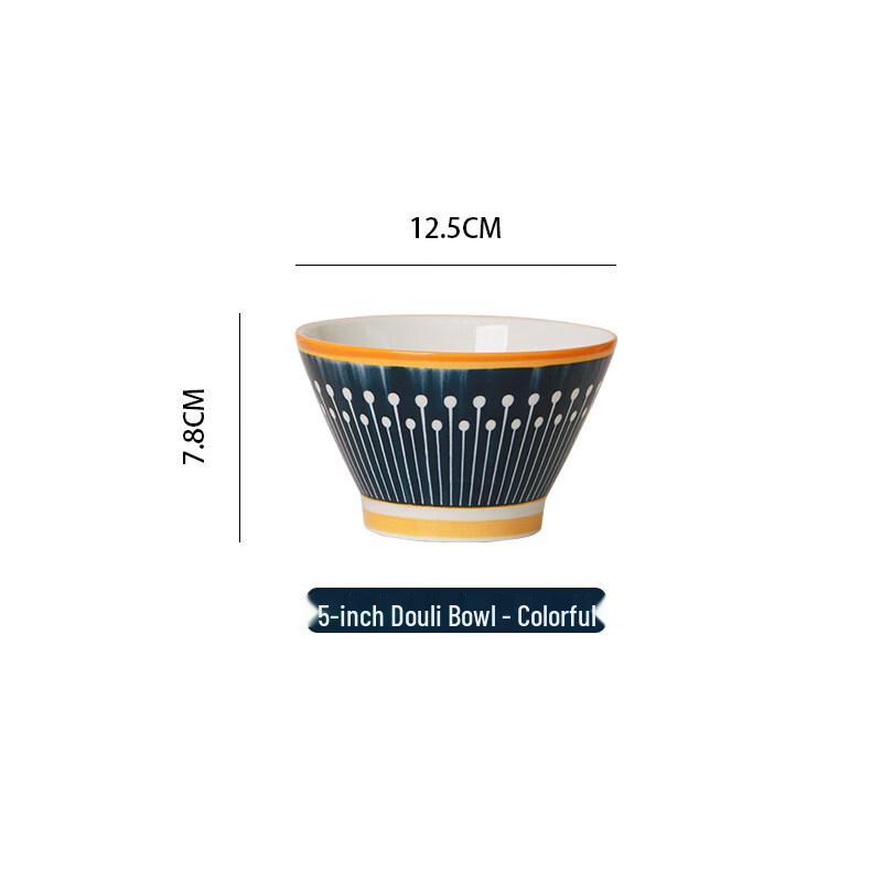 Jingbaodi Japanese Style Colorful Ceramic Noodle Bowl Set