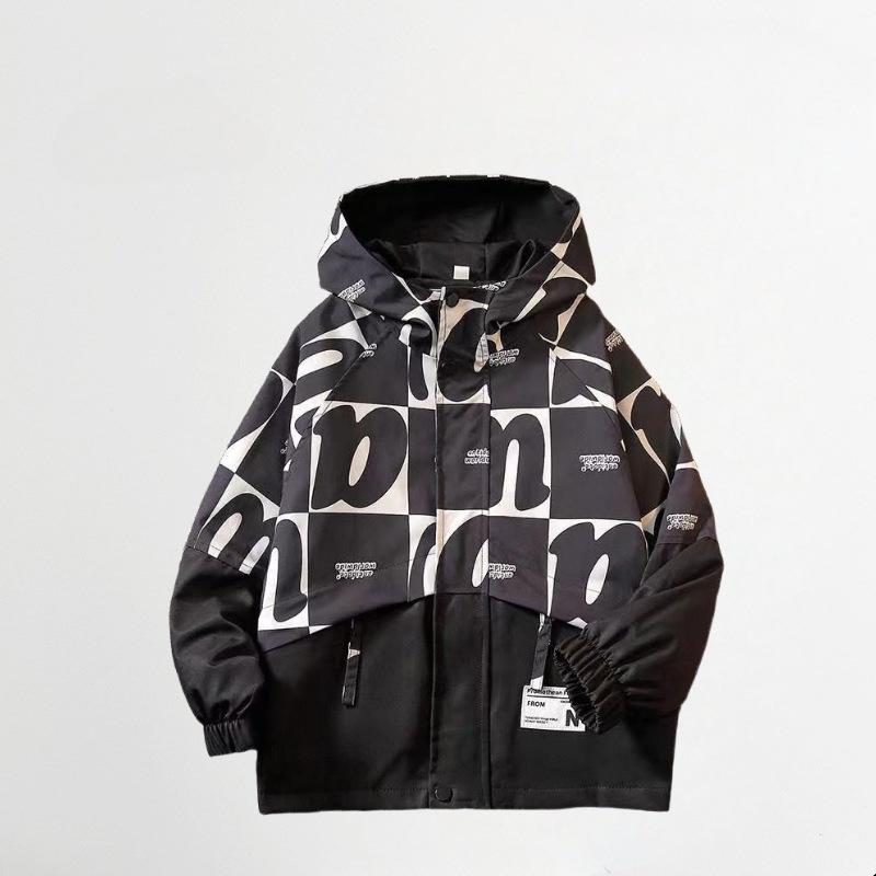 

Большой размер Весенне-осенние подростковые куртки для мальчиков Повседневная уличная толстовка с капюшоном для детей 5-14 лет Красивая детская ветровка 170 чёрный