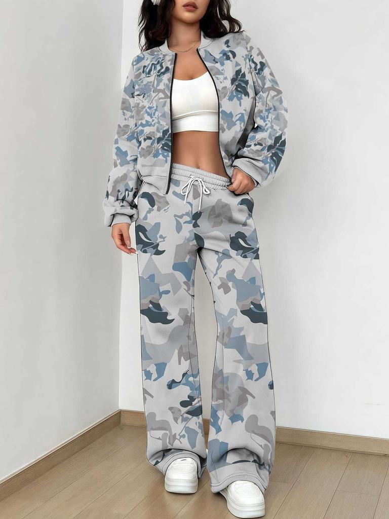 Camouflage Style Autumn and Winter New European and American Women's Clothing Outdoor Fashion Suit Women