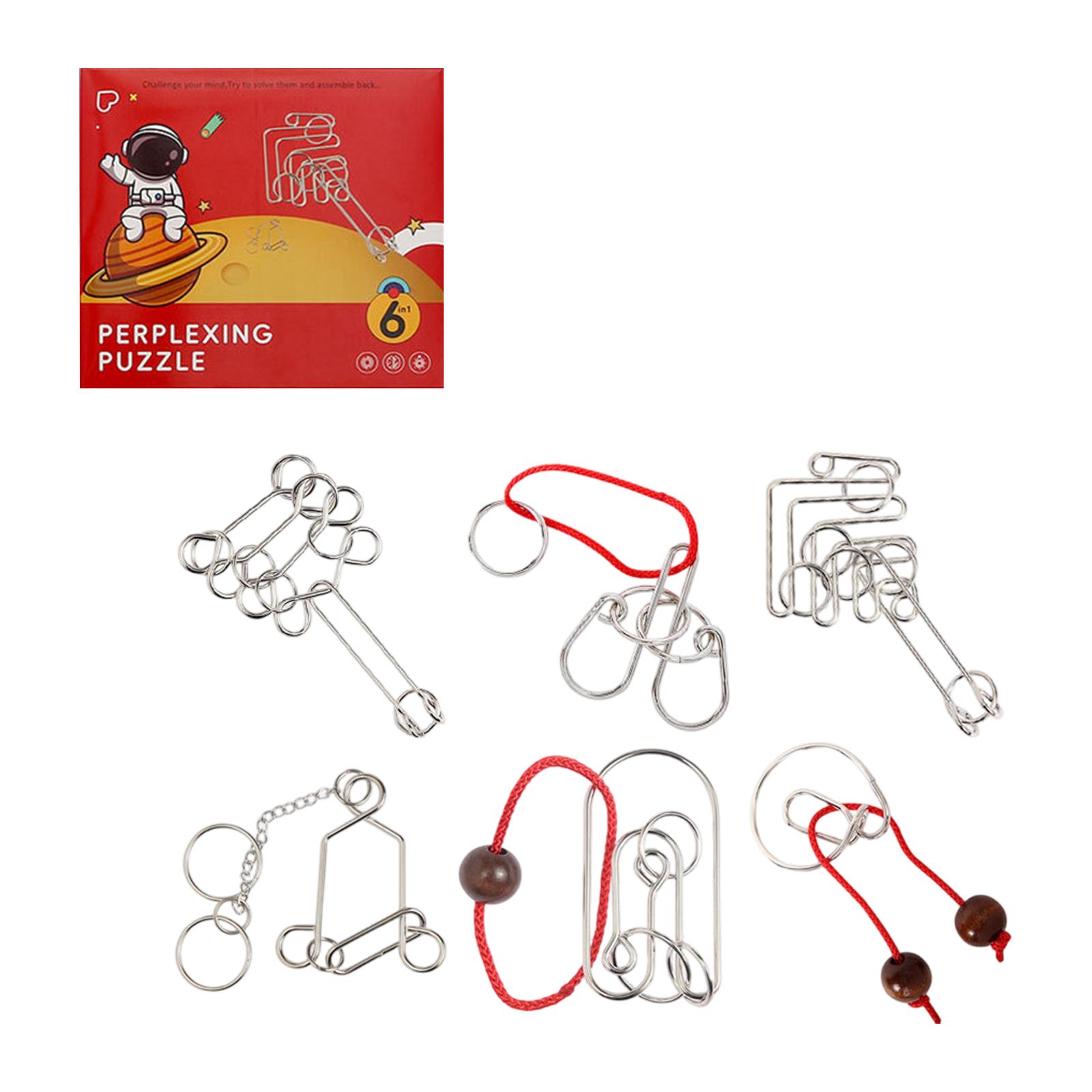 

Wire Puzzle With Color Box, Brain Teaser, Solve Iron Rings, Unlock Game, Chinese Ring Toy, Party Gift, Challenge For Children And Adults. One Size червоний