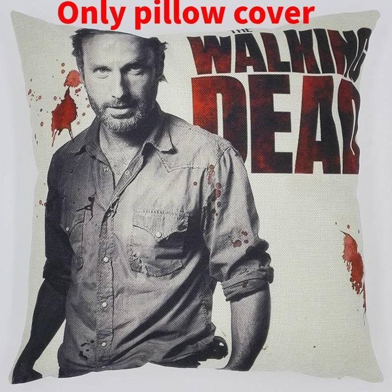 Premium Grey Linen Walking Dead Sofa Pillow Case For Fans Of Zombie Series 45x45cm