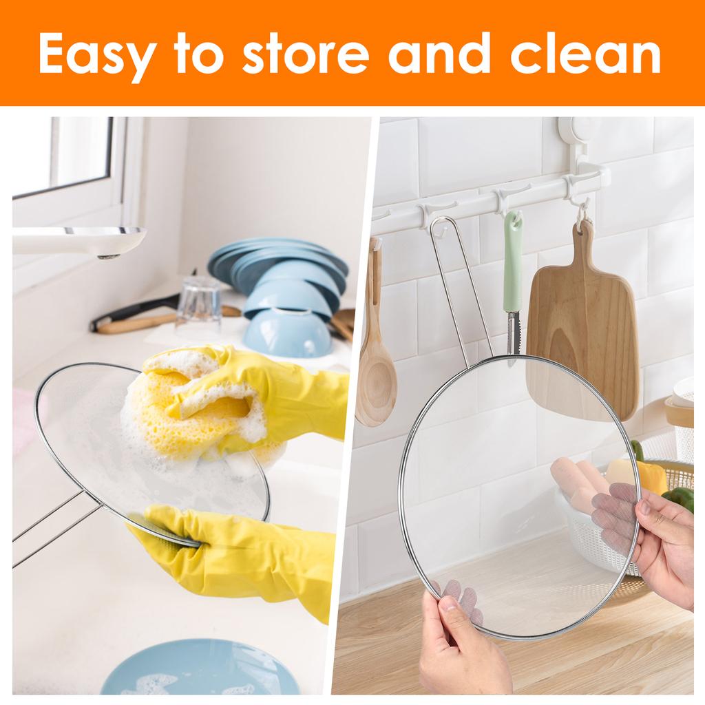 3Pcs Stainless Steel Anti Splatter Guard Oil Net Grease Splatter Screen Pan Mesh Guard Screen Splash Cover for Frying Pan Cooker