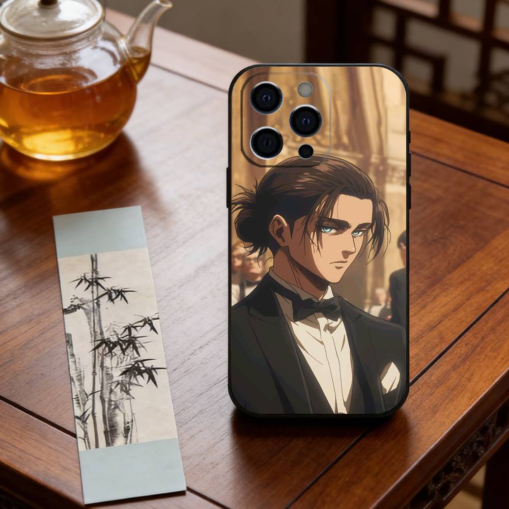 Anime A-Attack On Titan E-Eren Yeager Phone Case For iPhone 17, 16,15,14,13,12,11 Plus,Pro Max, Others Soft Black Cover