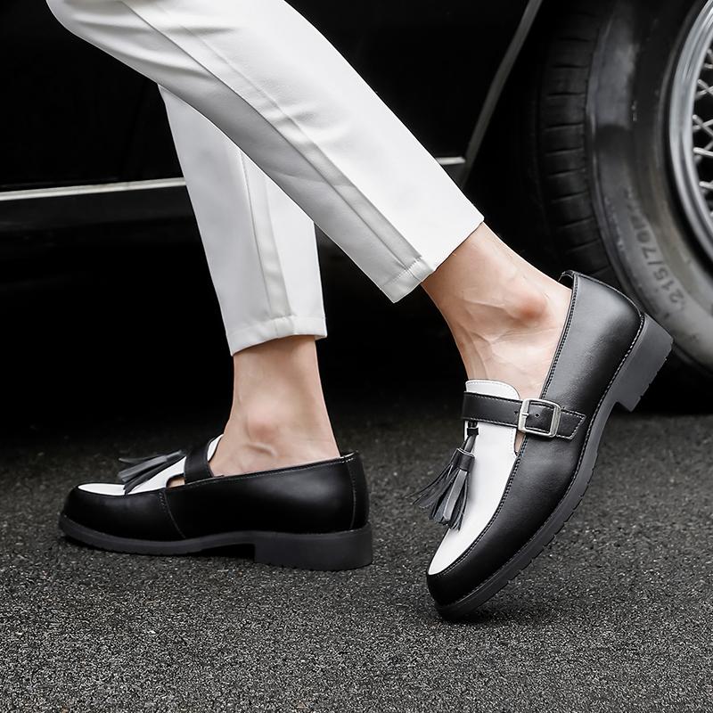 Luxury Retro Fashion Designer New Black White Tassels Casual Shoes For Men Slip On Loafter Formal Wedding Dress Homecoming