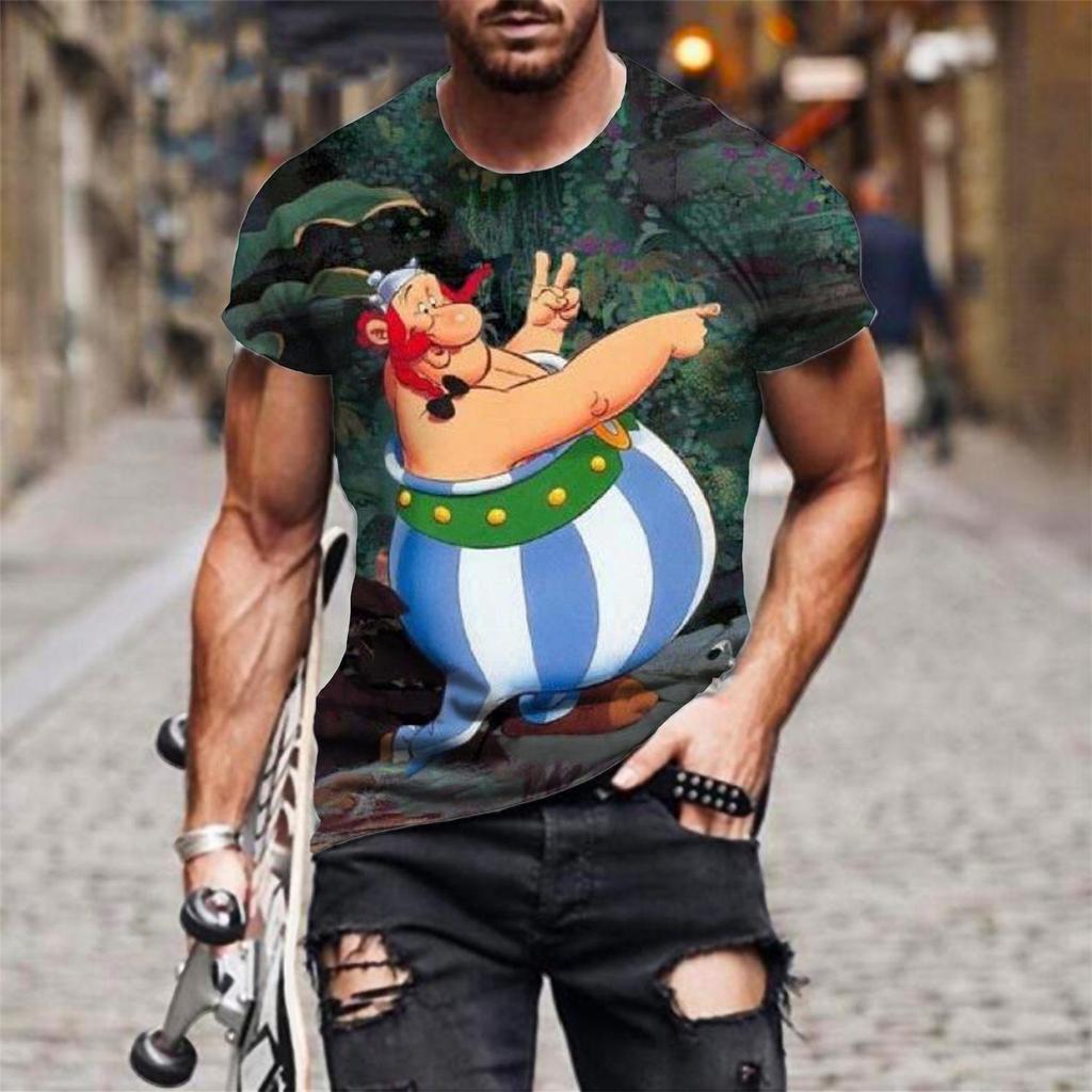 Anime Asterix and Obelix T-Shirt Cartoon 3D Print Men Women Short Sleeve T Shirts Oversized Harajuku Tees Tops Kid Clothing