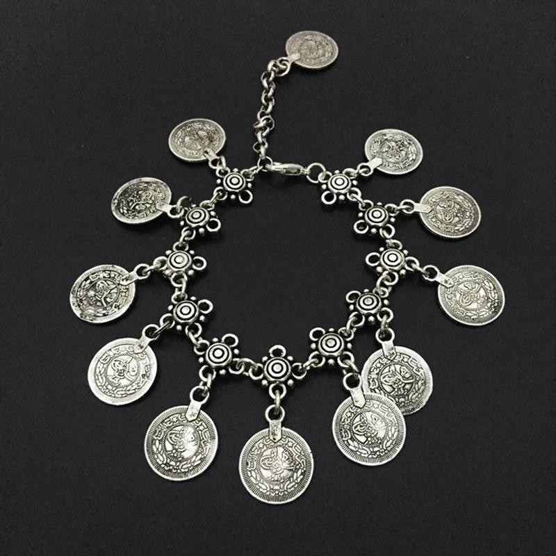 LOVBEAFAS Gypsy Fashion Bohemian Bracelets Bangles for Women Ethnic Maxi Vintage Jewelry Coin Tassel Charm Beach Boho Bracelets