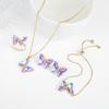 4pcs Creative 21 Colors Crystal Zirconia Butterfly Bracelet Necklace Earrings Ring Jewelry Set Luxury For Woman Party Jewelry