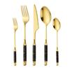 5Pcs/Lot Ceramic Handle Metal Spoon Knife Fork Sets Cake Fork Coffee Spoon Stainless Steel Cutlery