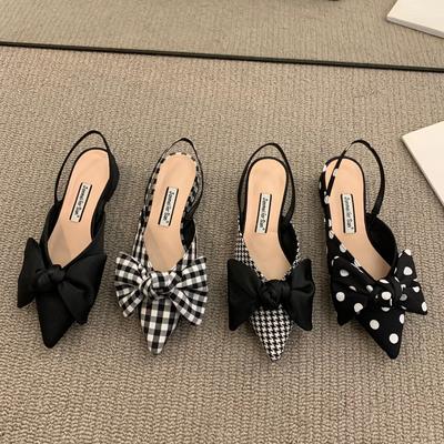 Summer Fashion Women's Casual Shoes French Elegant Shallow Pointed Toe Thick Heel Walking Shoes