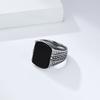 2025 Retro Great Wall Pattern Black Gemstone Ring for Men's Personalized Fashion Ring