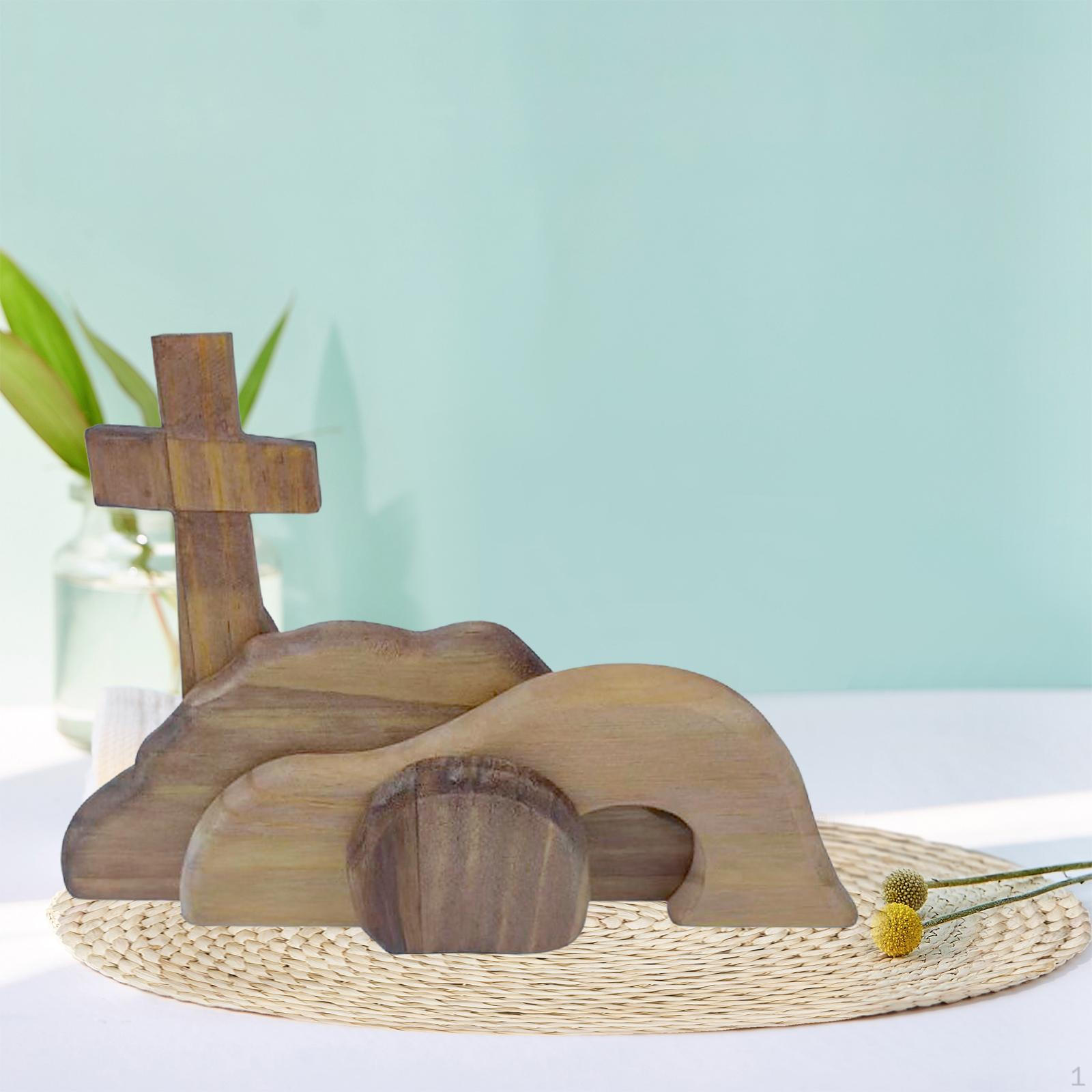 

Easter Resurrection Scene Empty Tomb Decoration Decorations Indoor Wooden Cross