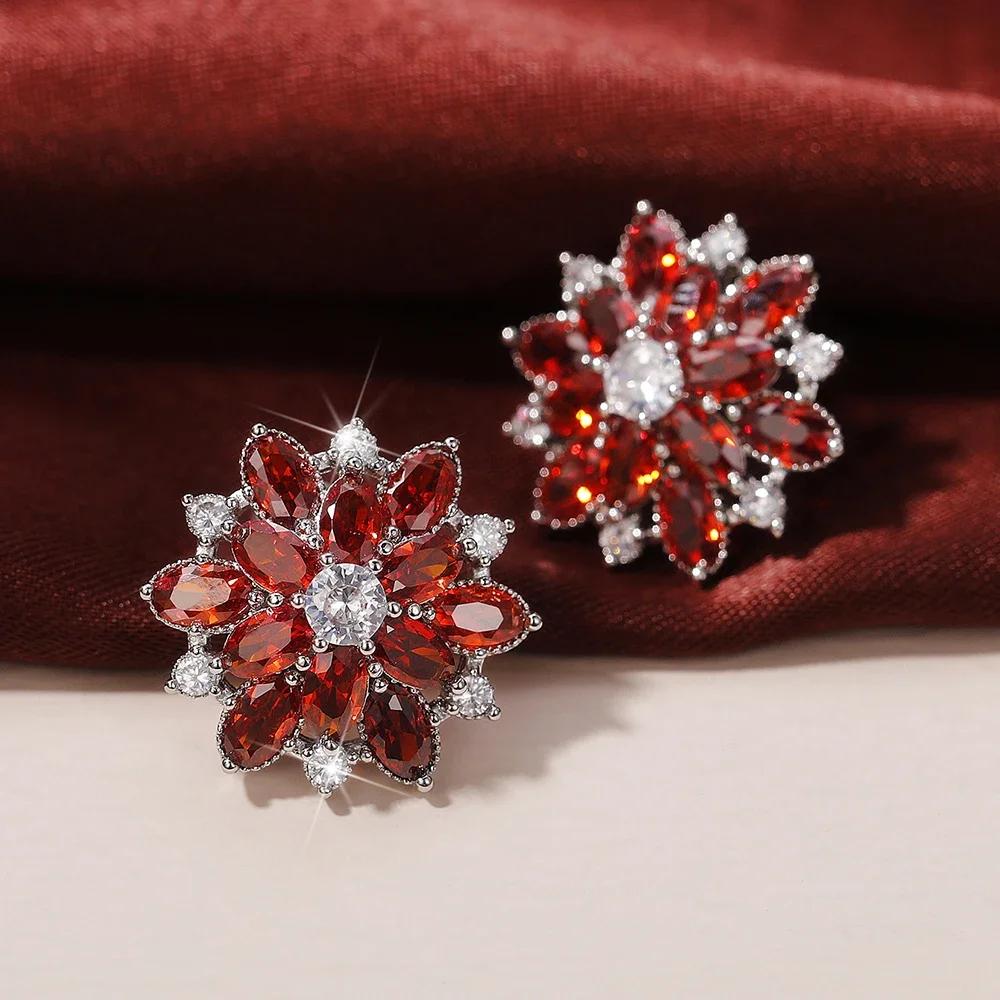 2026 Gorgeous Red CZ Women's Cubic Zirconia Earrings, Bright and Elegant   Engagement Wedding Party Jewelry