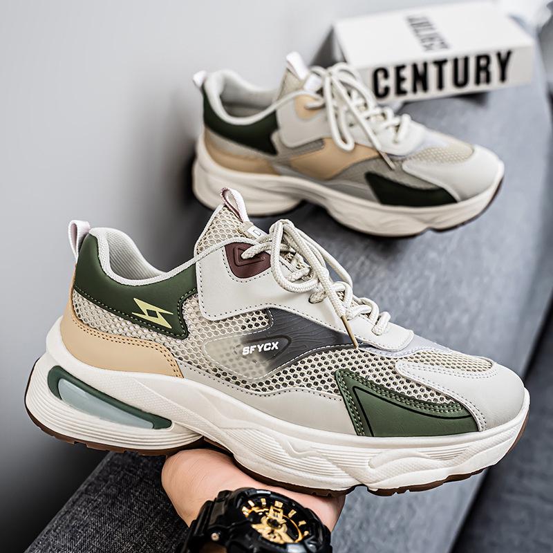 Breathable Men's Trendy Mesh Sneakers: Thick-Soled Casual Dad Shoes