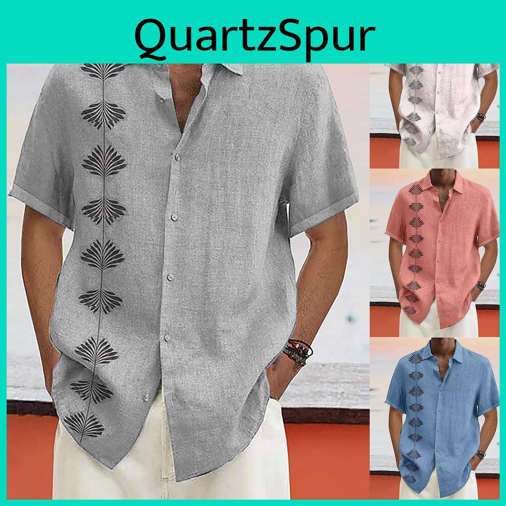 Spring Mens Summer Designer Qunide Casual Cotton Linen Solid Color Short Sleeve Shirts Loose Shirts