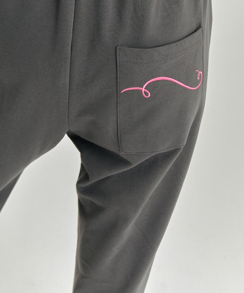 ADOREBELLE Pink Ribbon Jogger Pants - Charcoal