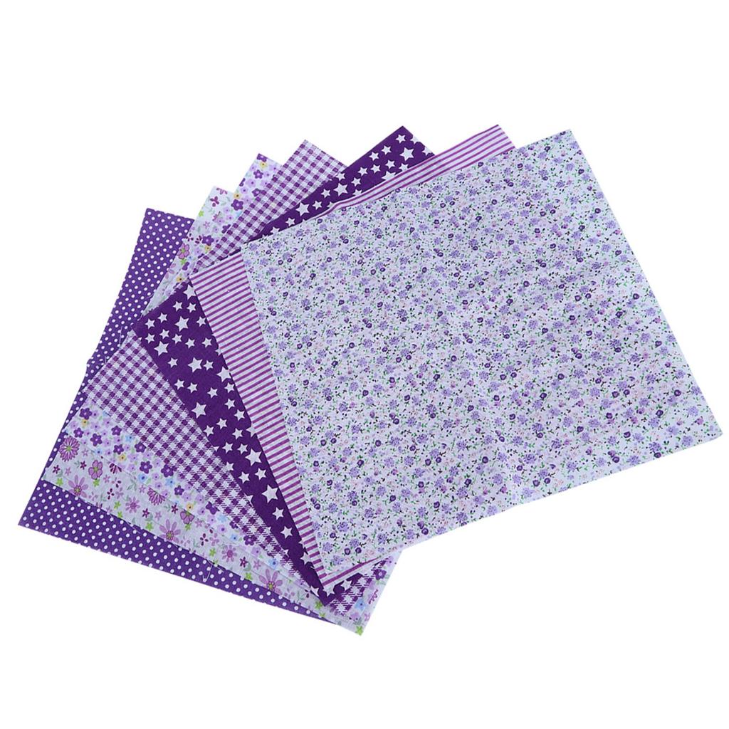 7Pcs 50x50cm Purple Floral Cotton Fabric Cloth for DIY Craft Sewing Scrapbooking Quilting Kit